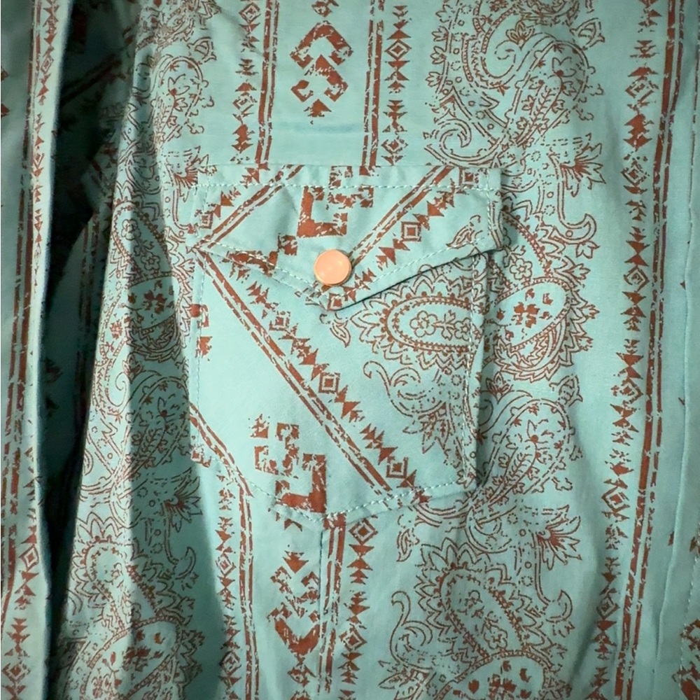 Women's Teal Paisley Button Down Shirt